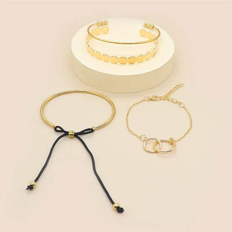 Hollow Double Ring Drawstring Knotted Bracelet Bracelet Set