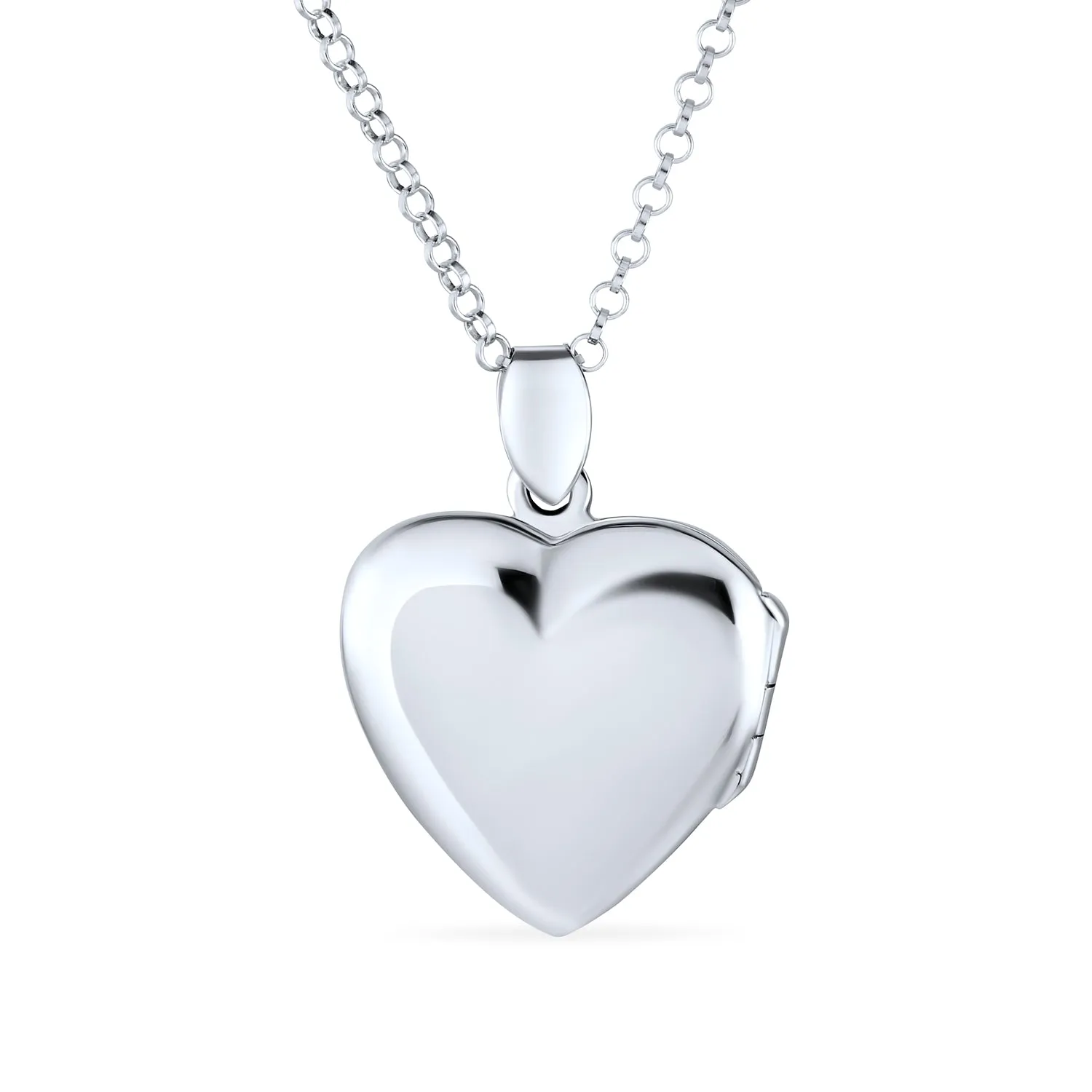 I LOVE YOU Puff Heart Locket Necklace Sterling Silver Photo Holder