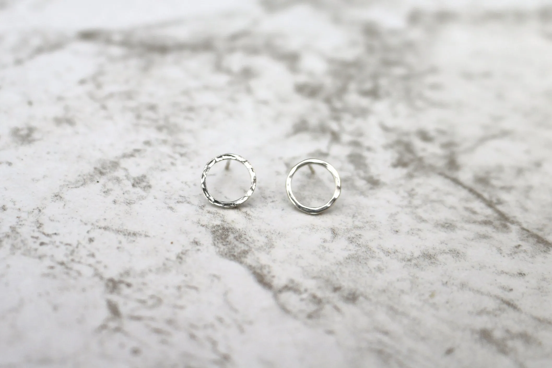 Inner Circle // Open Circle Earring, Vermeil or Sterling Silver, Hammered Earrings // BH-E014