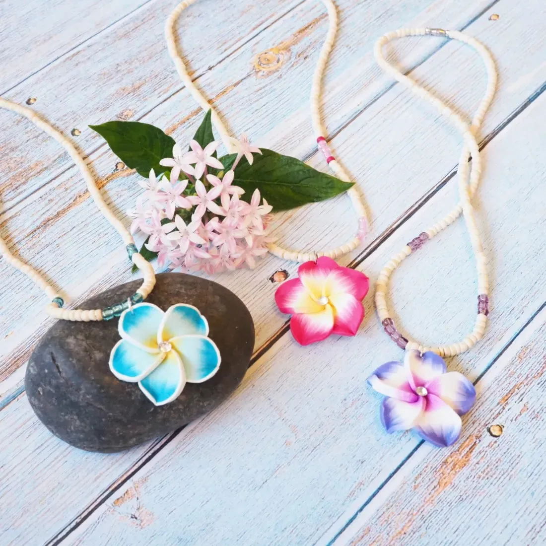 Jazzy Plumeria Purple Pendant Hawaiian Necklace