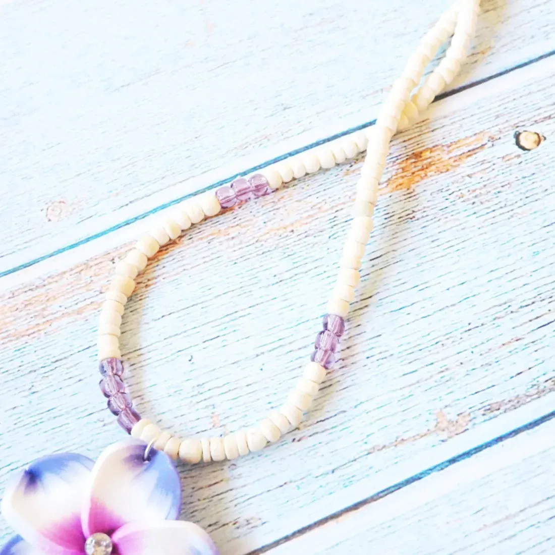 Jazzy Plumeria Purple Pendant Hawaiian Necklace