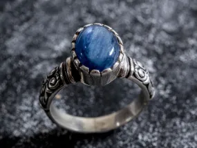 Kyanite Silver Ring - Boho Solitaire Ring - Kyanite Tribal Band