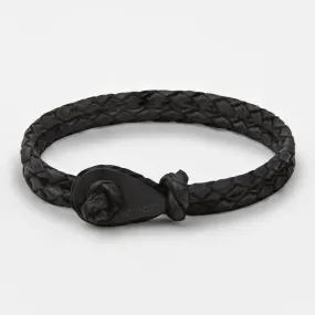 LA TRINITE Braided Leather Bracelets Thimble Charm Wrap Wristbands for Men Women Black Matte Black