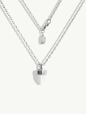 Levant Amulet Pendant Necklace With White Agate In 18K White Gold