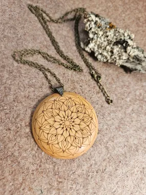 Mandala Wooden Pendant - Maple