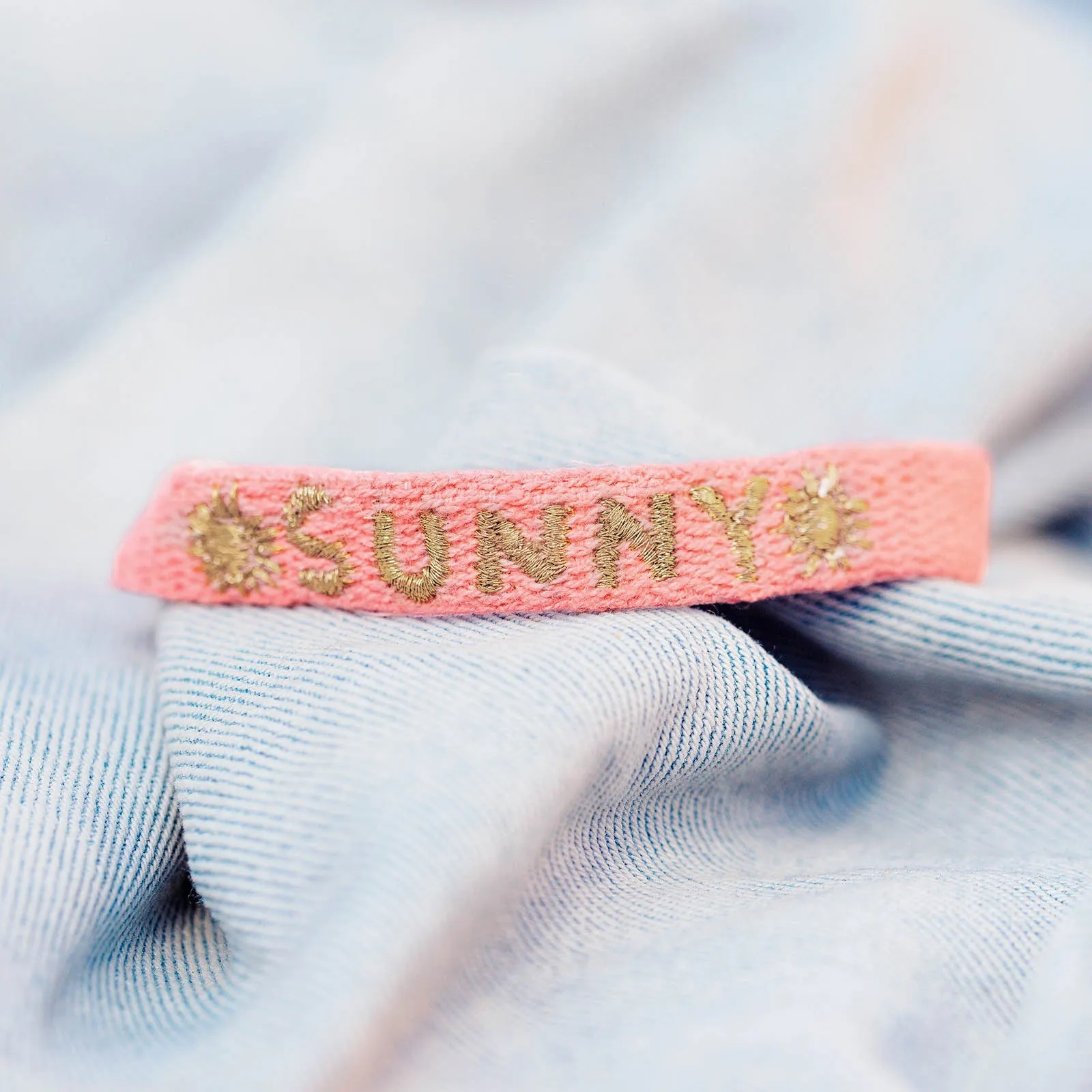 Metallic Sunny Woven Word Bracelet