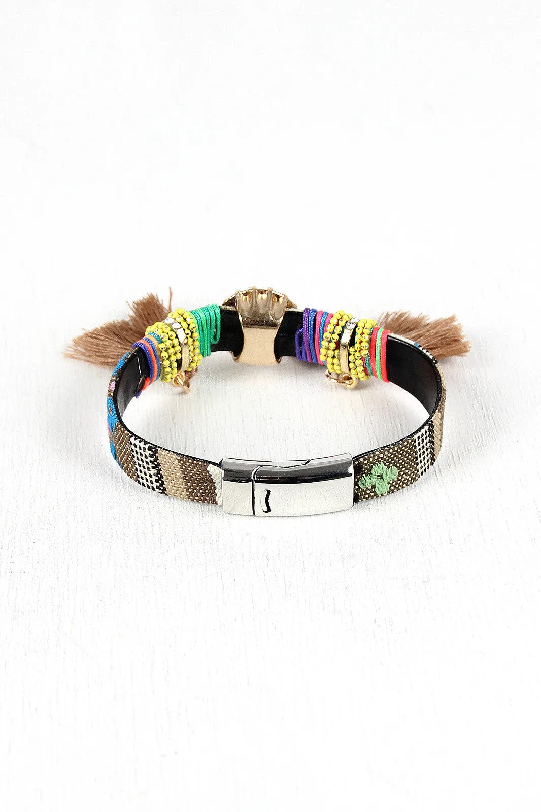 Neon Tribal Embroidered Bracelet