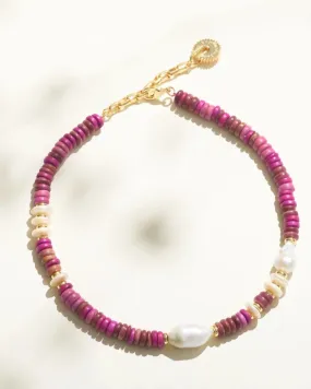 Niamh Beaded Collar in Magenta | Magenta