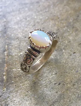 Opal Boho Ring - Fire Opal Ring - Opal Solitaire Ring