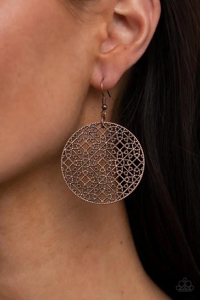 Paparazzi Earring ~ Metallic Mosaic - Copper