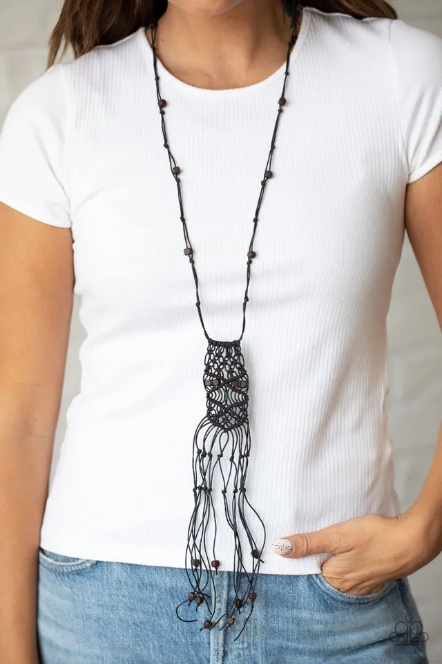 Paparazzi Necklace ~ Macrame Majesty - Black