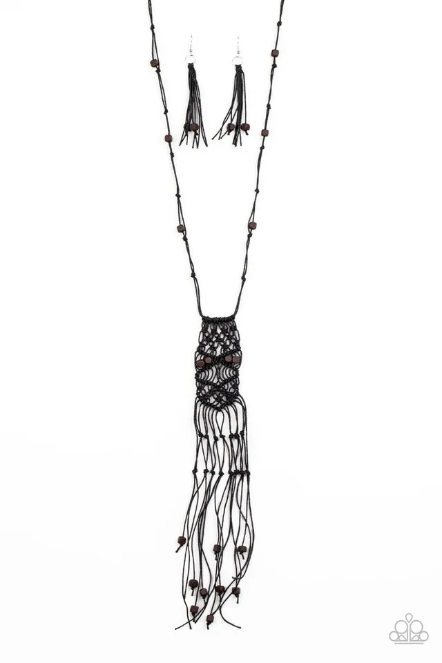 Paparazzi Necklace ~ Macrame Majesty - Black