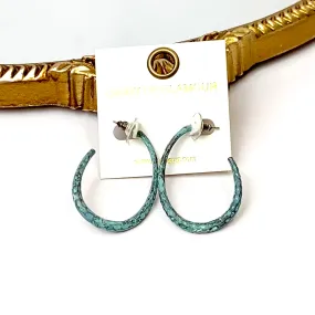 Patina Tone Open Oval Hoop Earrings