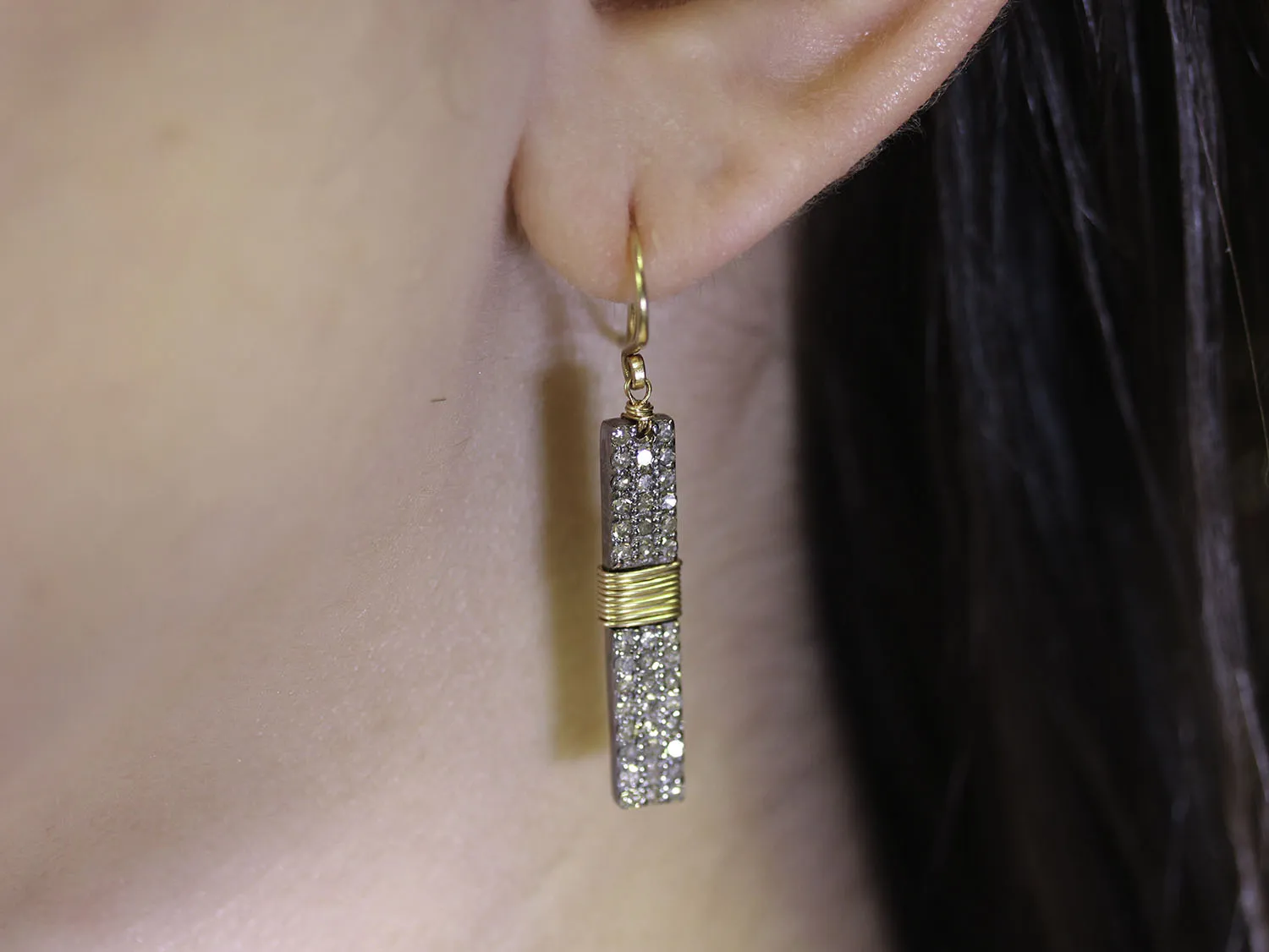 Pavé Rustic Gray Diamond Earrings