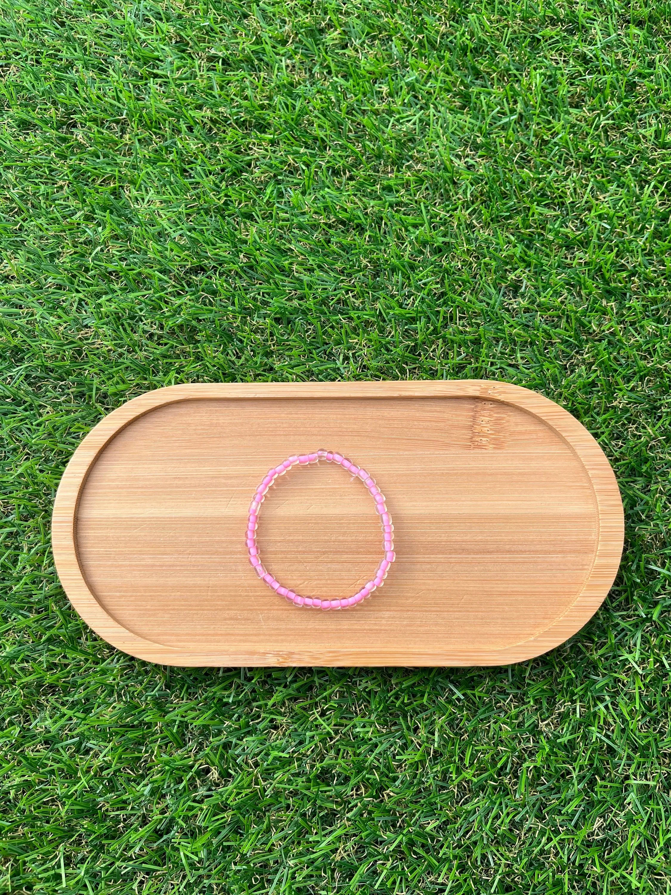 Pink clear seed bead bracelet!