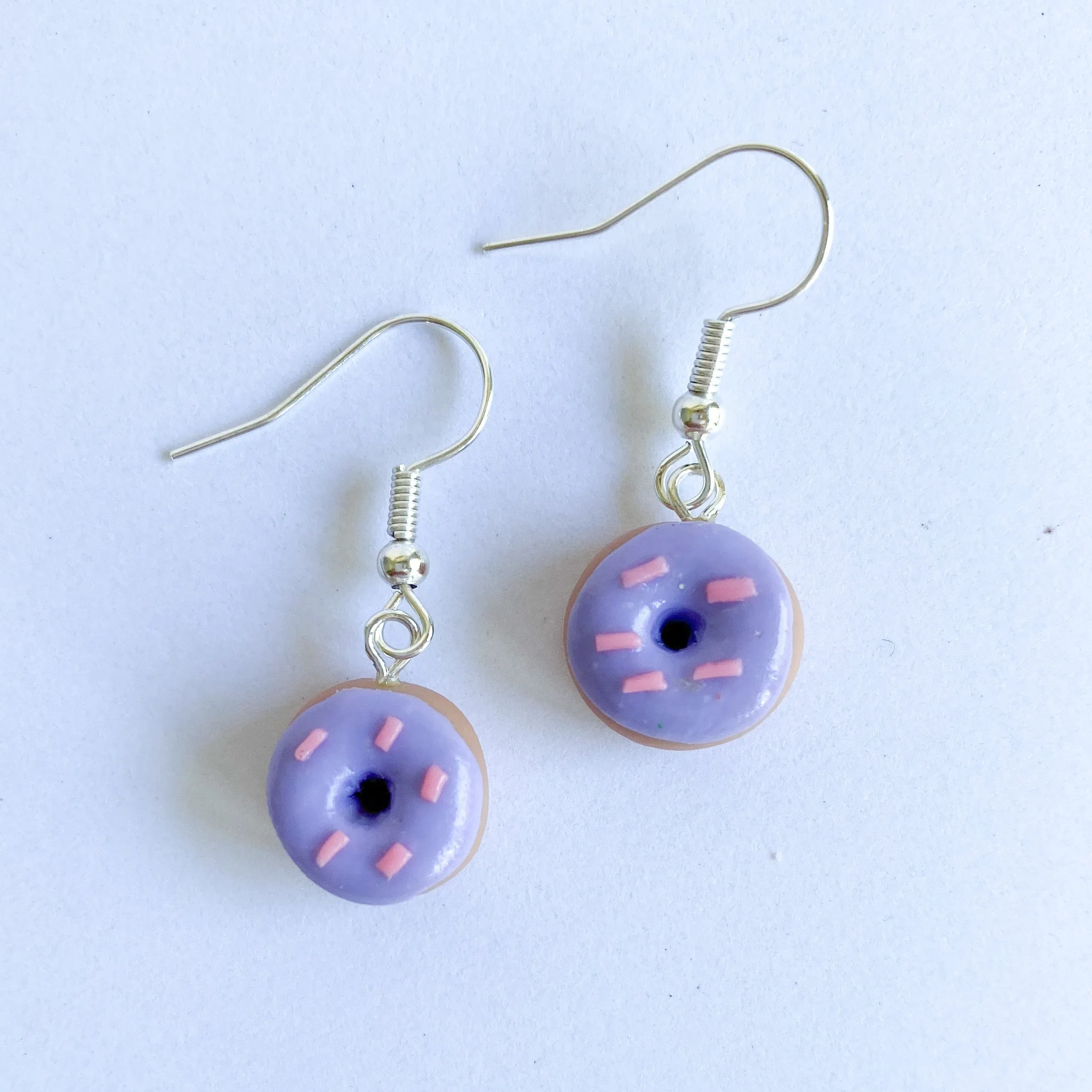 Purple Donut Dangle Earrings