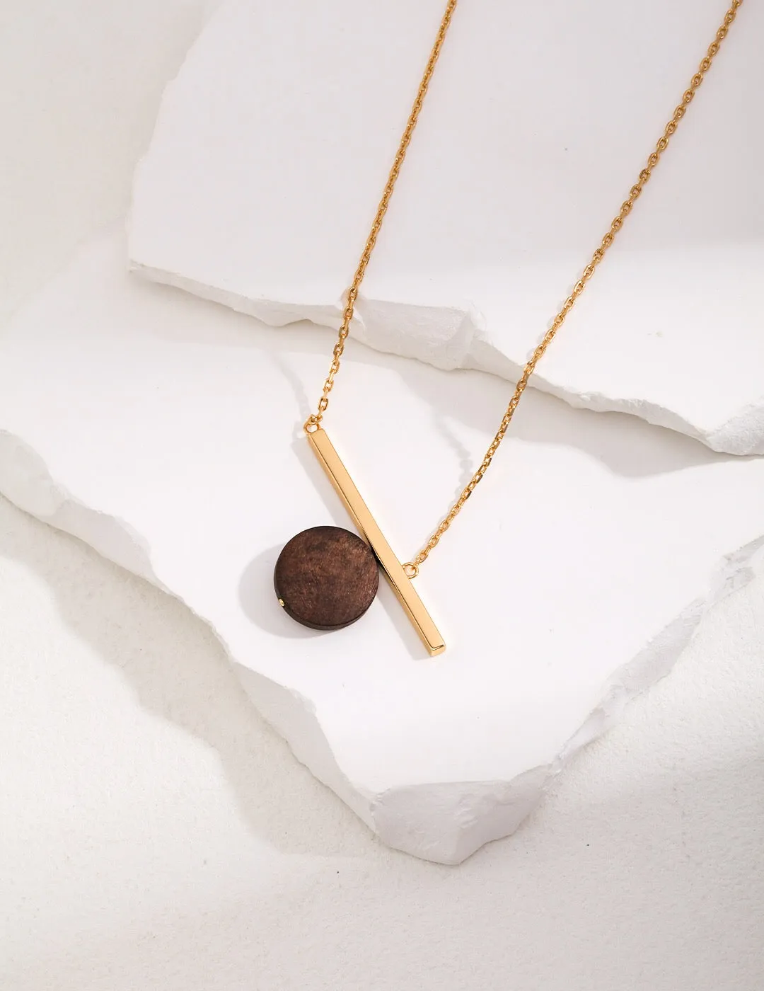 Round Wooden Pendant Necklace