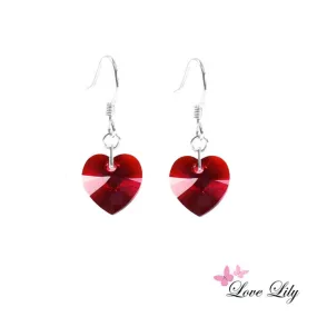 Ruby Mini Crystal Heart Earrings by Love Lily