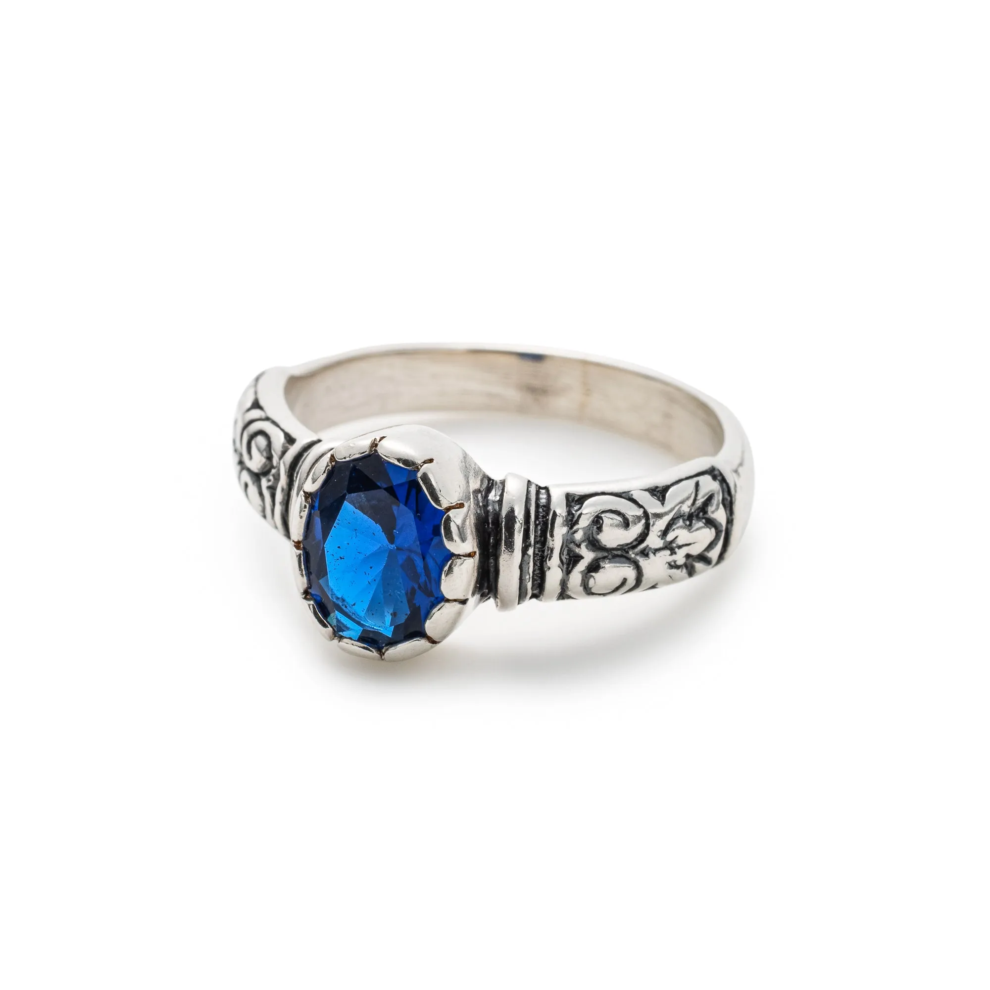 Sapphire Boho Ring - Blue Oval Ring - Solitaire Sapphire Ring