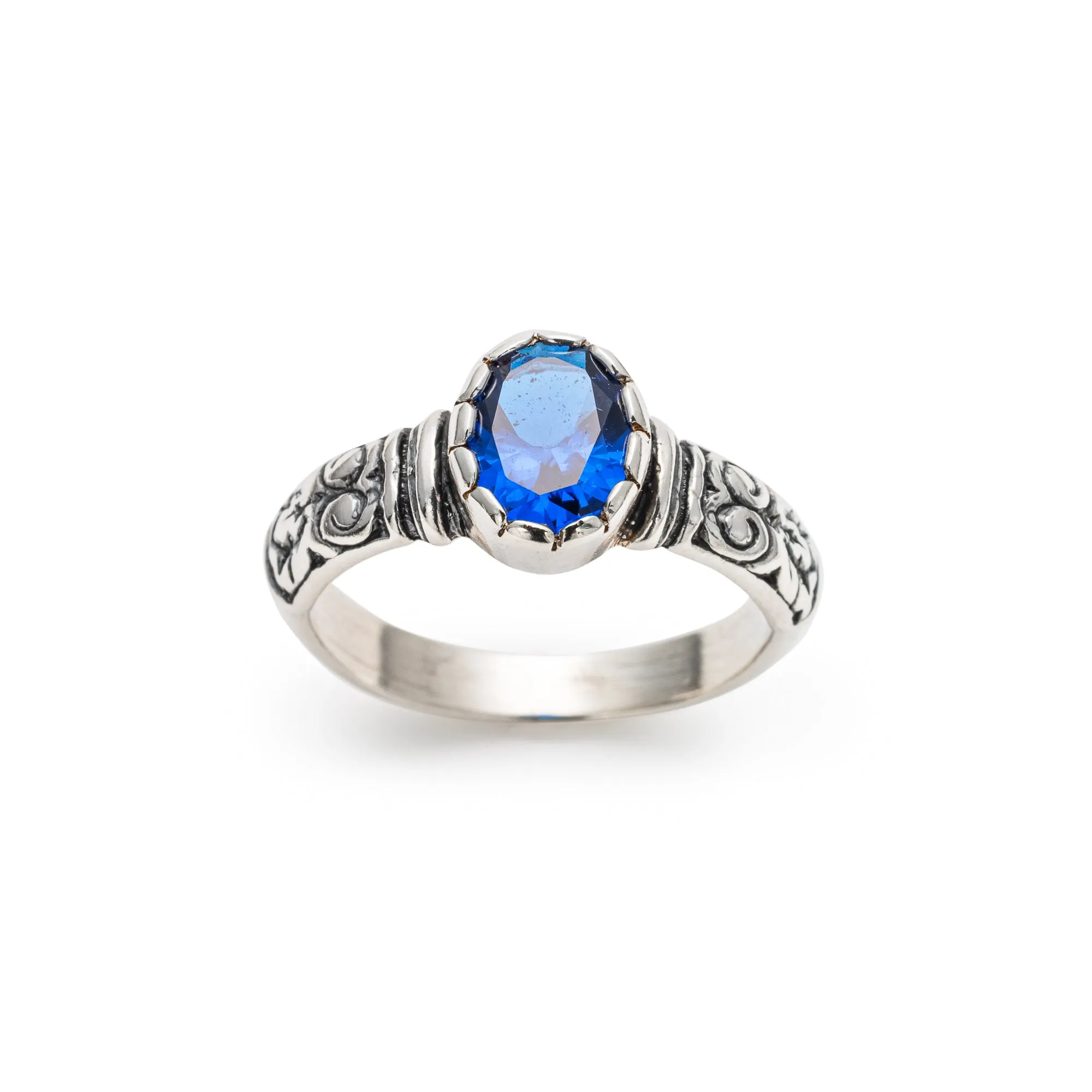 Sapphire Boho Ring - Blue Oval Ring - Solitaire Sapphire Ring