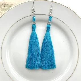 Skyline Teal Tassel Earrings