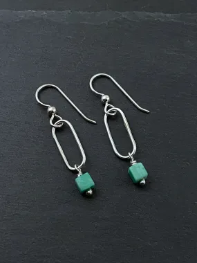 Sterling silver forged earrings with amazonite gemstones