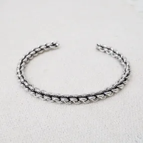 Sterling Silver Heavy Knotted Chain Cuff