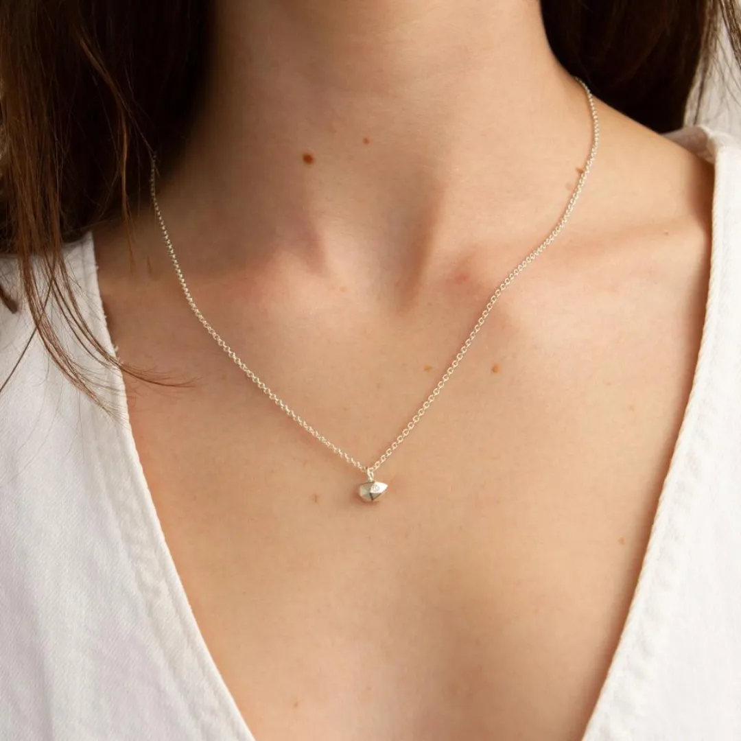 Tiny Fragment Diamond Silver Necklace