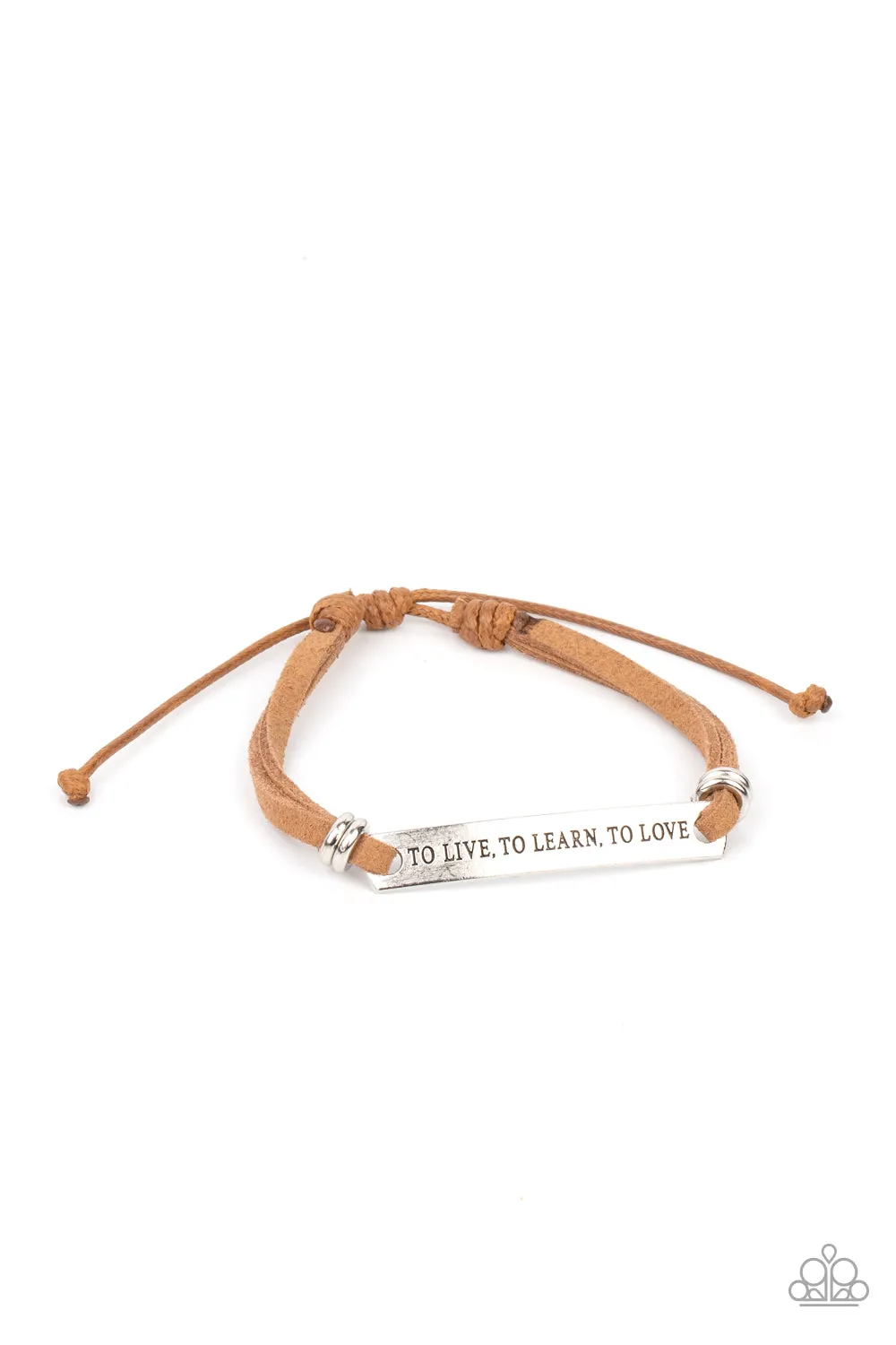 To Live, To Learn, To Love Brown Bracelet