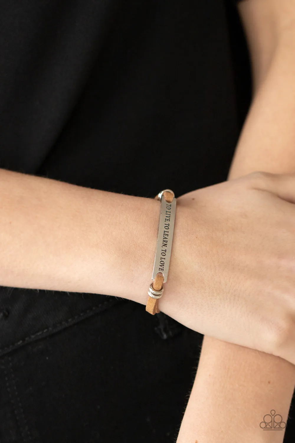 To Live, To Learn, To Love Brown Bracelet