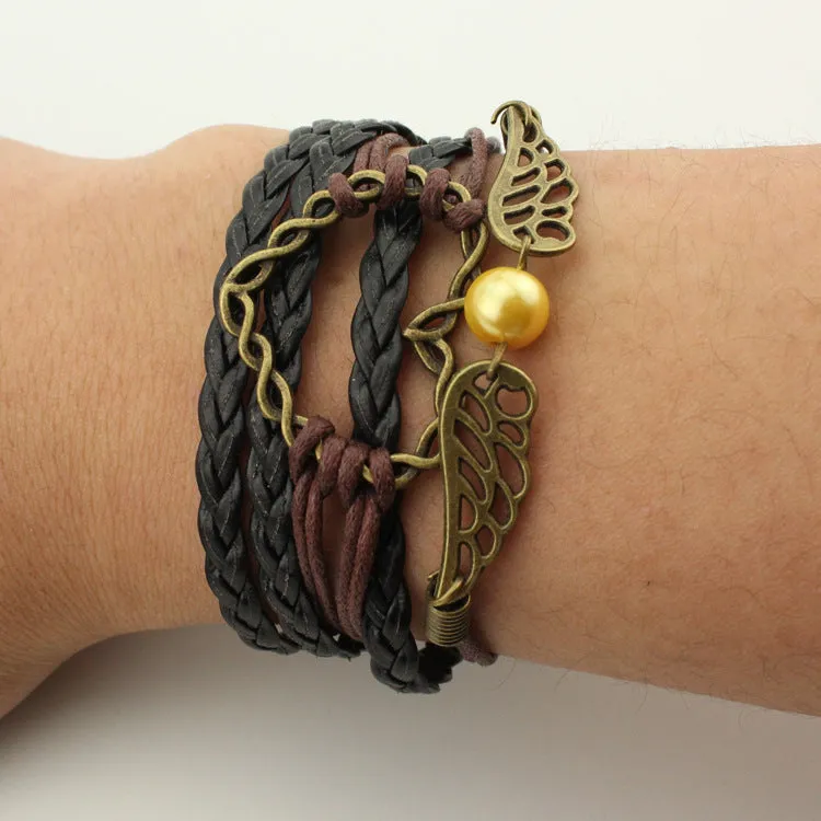 Vintage Braided Bracelet Handmade Wax Rope Braided Rope Bracelet