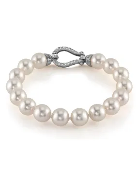 White Japanese Hanadama Akoya Pearl Bracelet, 9.5-10.0mm