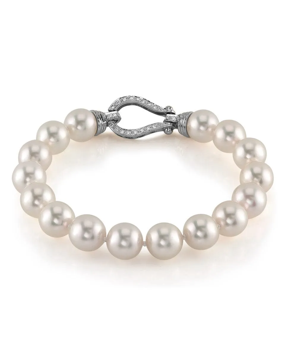 White Japanese Hanadama Akoya Pearl Bracelet, 9.5-10.0mm