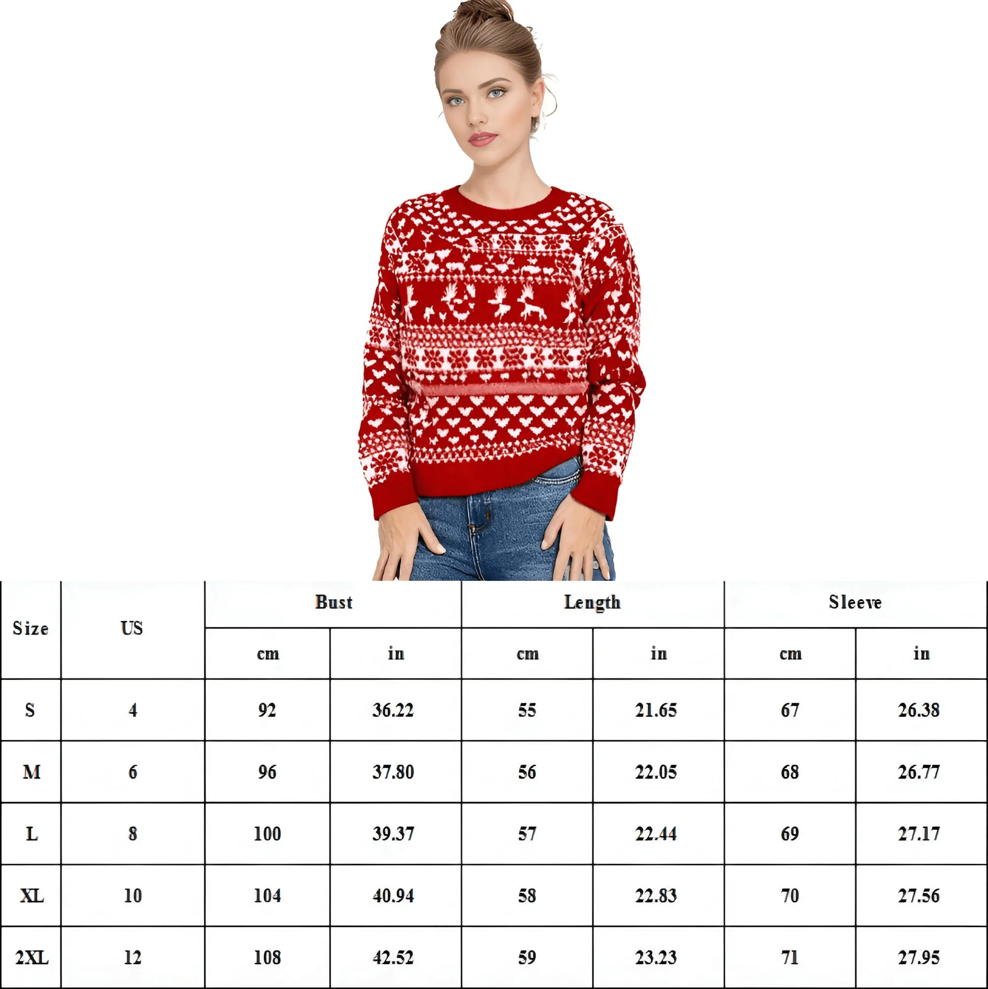 Women's Christmas Sweaters Winter Pullover Tops Casual Long Sleeve Print Knitted Sweater Women Clothes